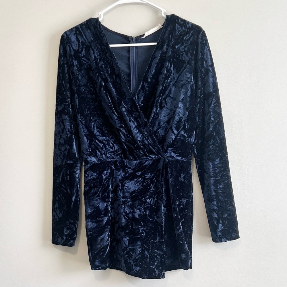 American Threads Crushed Velvet Long Sleeve Romper